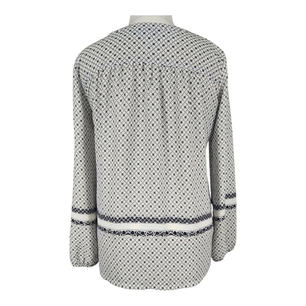 LOFT Black and White Geometric Blouse Top Size Medium - Picture 3 of 6